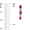 Thumbnail Image 2 of Oval Ruby and 3/8 CT. T.W. Diamond Alternating Five Stone U-Hoop Earrings in 14K White Gold