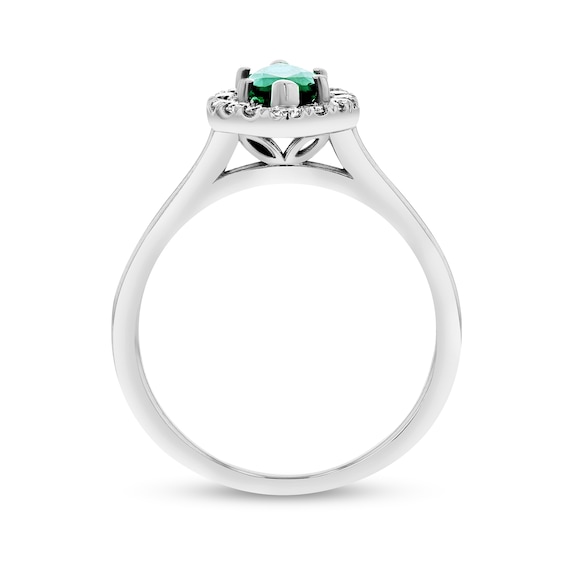 Marquise Emerald and 1/4 CT. T.w. Diamond Frame Ring in 14K White Gold
