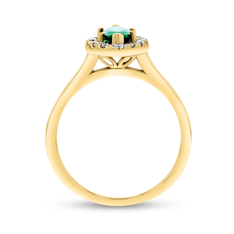 Main Image 2 of Marquise Emerald and 1/4 CT. T.W. Diamond Frame Ring in 14K Gold