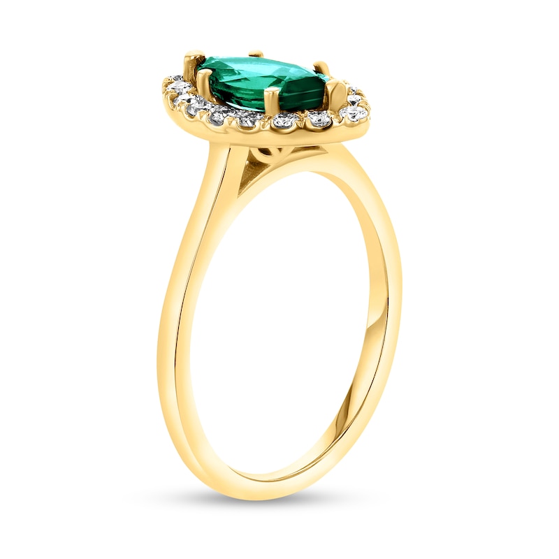 Main Image 3 of Marquise Emerald and 1/4 CT. T.W. Diamond Frame Ring in 14K Gold