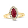 Thumbnail Image 0 of Marquise Ruby and 1/4 CT. T.W. Diamond Frame Ring in 14K Gold