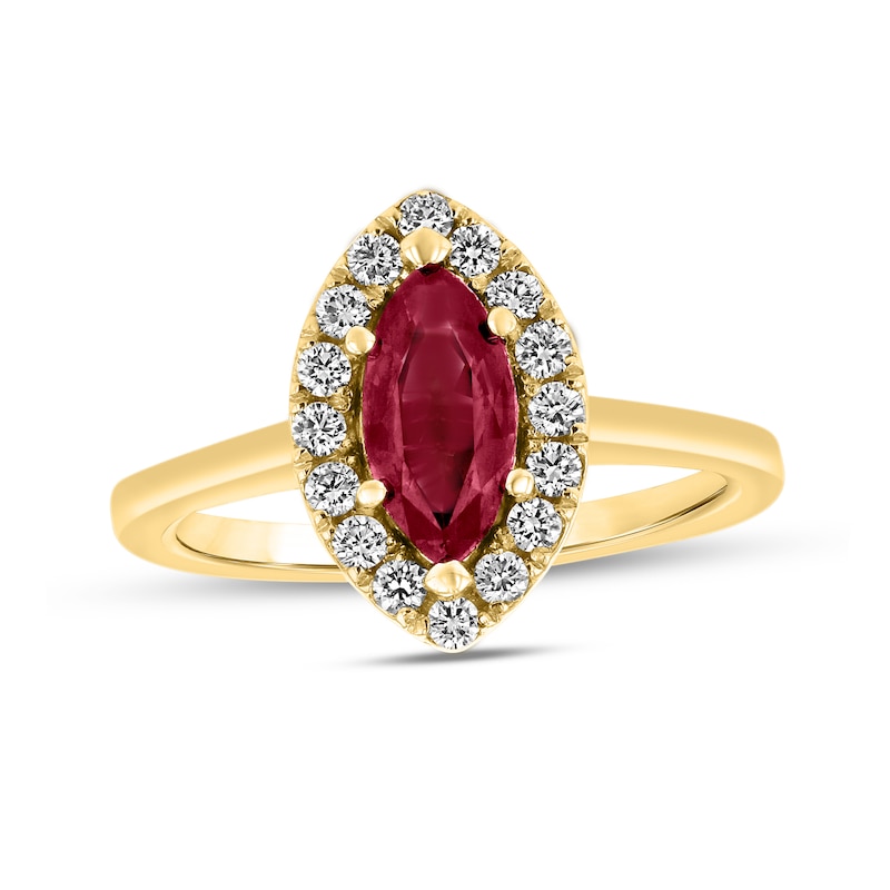 Marquise Ruby and 1/4 CT. T.W. Diamond Frame Ring in 14K Gold