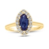 Thumbnail Image 1 of Marquise Blue Sapphire and 1/4 CT. T.W. Diamond Frame Ring in 14K Gold