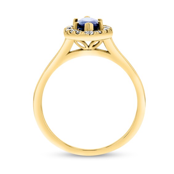Marquise Blue Sapphire and 1/4 CT. T.w. Diamond Frame Ring in 14K Gold