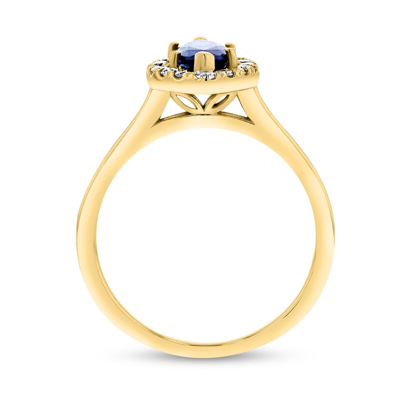 Main Image 2 of Marquise Blue Sapphire and 1/4 CT. T.W. Diamond Frame Ring in 14K Gold