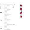 Thumbnail Image 2 of Ruby and 3/8 CT. T.W. Diamond Alternating Seven Stone Huggie Hoop Earrings in 14K White Gold