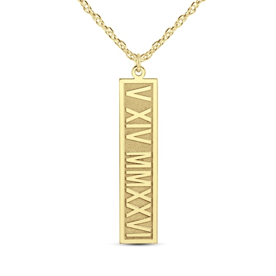 Roman Numeral Date Bar Pendant (1 Line)