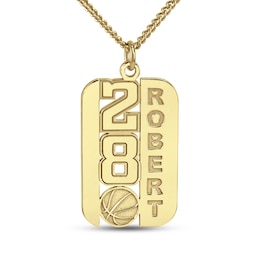 Engravable Number and Name Dog Tag Sport Pendant (1 Number, Line and Sport) - 20"