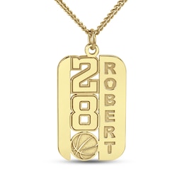 Block Name and Number Engravable Football Pendant (2 Lines)