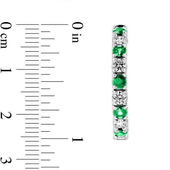 Emerald and 1-1/4 CT. T.w. Diamond Alternating Inside-Out Hoop Earrings in 14K White Gold