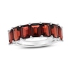 Thumbnail Image 1 of Emerald-Cut Garnet Seven Stone Anniversary Band in 14K White Gold