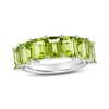 Thumbnail Image 1 of Emerald-Cut Peridot Seven Stone Anniversary Band in 14K White Gold
