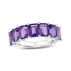 Thumbnail Image 1 of Emerald-Cut Amethyst Seven Stone Anniversary Band in 14K White Gold