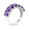 Thumbnail Image 2 of Emerald-Cut Amethyst Seven Stone Anniversary Band in 14K White Gold