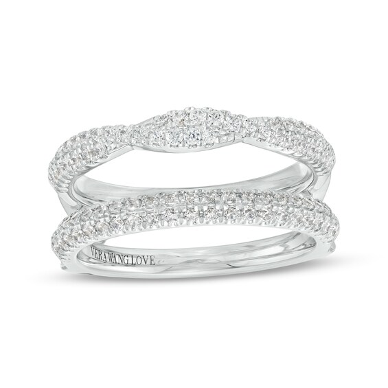 Vera Wang Love Collection 1/2 CT. T.w. Diamond Double Row Twist Solitaire Enhancer in 14K White Gold