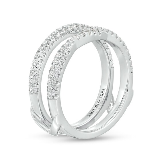 Vera Wang Love Collection 1/2 CT. T.w. Diamond Double Row Twist Solitaire Enhancer in 14K White Gold