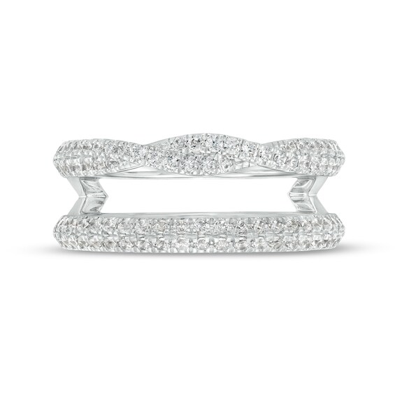 Vera Wang Love Collection 1/2 CT. T.w. Diamond Double Row Twist Solitaire Enhancer in 14K White Gold