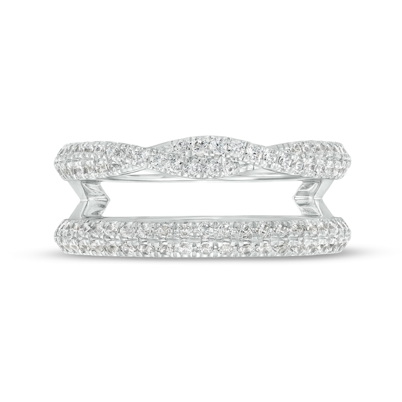 Main Image 3 of Vera Wang Love Collection 1/2 CT. T.W. Diamond Double Row Twist Solitaire Enhancer in 14K White Gold