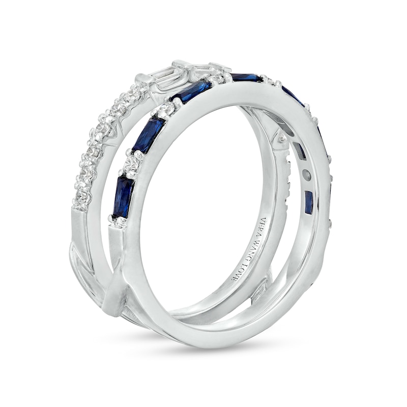 Main Image 2 of Vera Wang Love Collection Baguette Blue Sapphire and 1/3 CT. T.W. Diamond Solitaire Enhancer in 14K White Gold