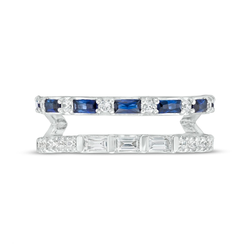 Main Image 3 of Vera Wang Love Collection Baguette Blue Sapphire and 1/3 CT. T.W. Diamond Solitaire Enhancer in 14K White Gold