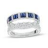 Thumbnail Image 1 of Vera Wang Love Collection Baguette Blue Sapphire and 5/8 CT. T.W. Diamond Solitaire Enhancer in 14K White Gold