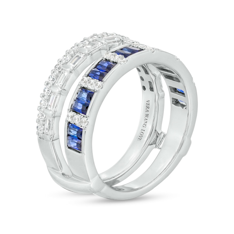 Main Image 2 of Vera Wang Love Collection Baguette Blue Sapphire and 5/8 CT. T.W. Diamond Solitaire Enhancer in 14K White Gold