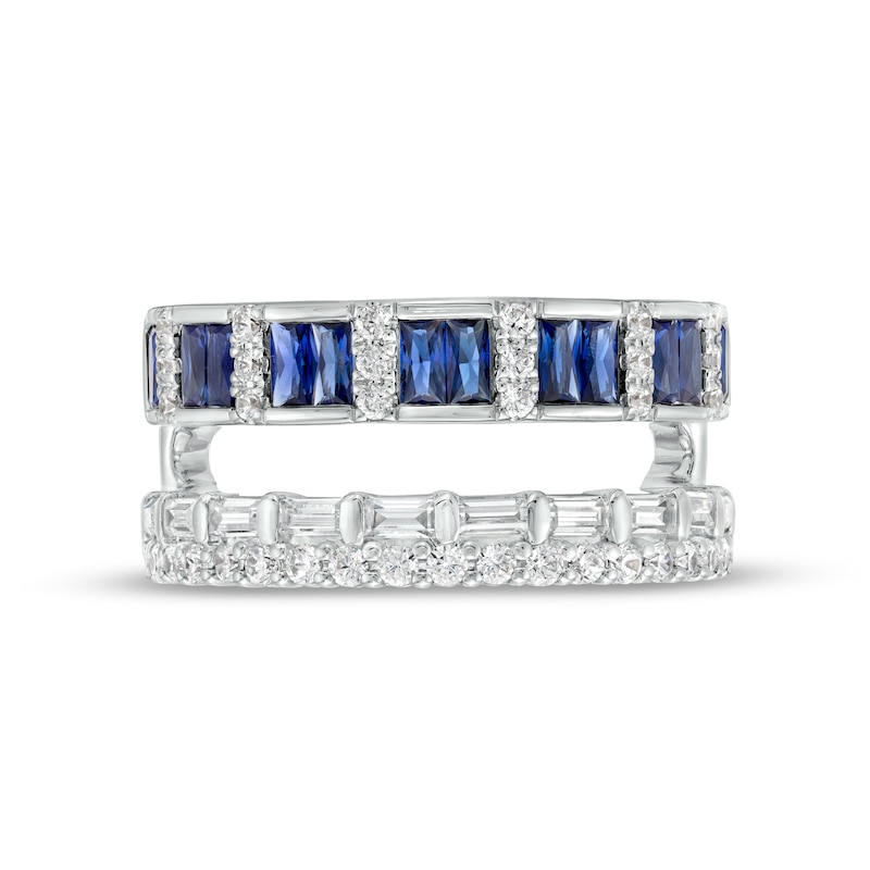 Main Image 3 of Vera Wang Love Collection Baguette Blue Sapphire and 5/8 CT. T.W. Diamond Solitaire Enhancer in 14K White Gold