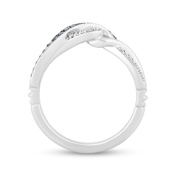 Enchanted Disney Moana 1/5 CT. T.w. Blue and White Diamond Twist Shank Wave Ring in Sterling Silver