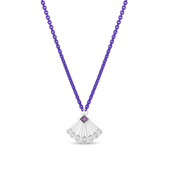 Enchanted Disney Ariel Amethyst and Diamond Accent Seashell Necklace in Sterling Silver