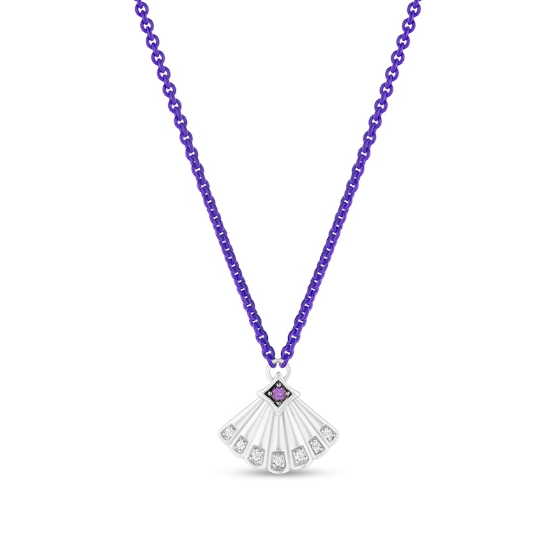 Main Image 1 of Enchanted Disney Ariel Amethyst and Diamond Accent Seashell Necklace in Sterling Silver