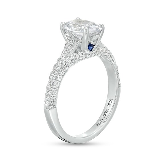 Vera Wang Love Collection 1-7/8 CT. T.w. Certified Oval Diamond Split Shank Engagement Ring in 14K White Gold (I/Si2)