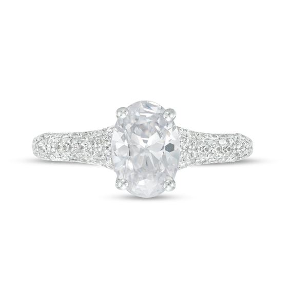 Vera Wang Love Collection 1-7/8 CT. T.w. Certified Oval Diamond Split Shank Engagement Ring in 14K White Gold (I/Si2)
