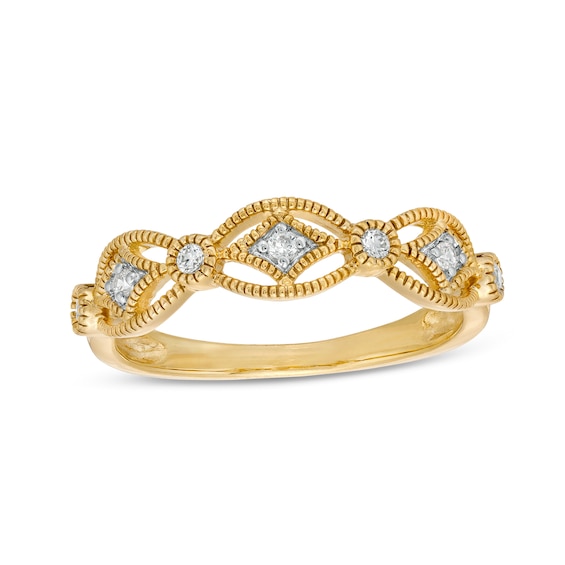 1/8 CT. T.w. Diamond Seven Stone Art Deco Ring in 10K Gold