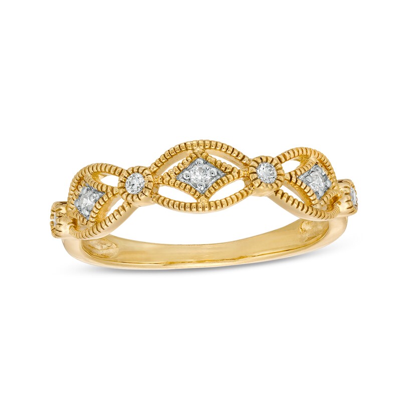 Main Image 1 of 1/8 CT. T.W. Diamond Seven Stone Art Deco Ring in 10K Gold