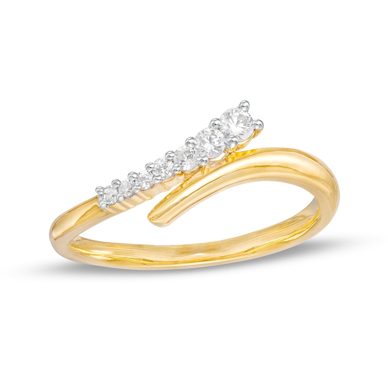 Main Image 1 of 1/6 CT. T.W. Diamond Graduated Bypass Ring in 10K Gold