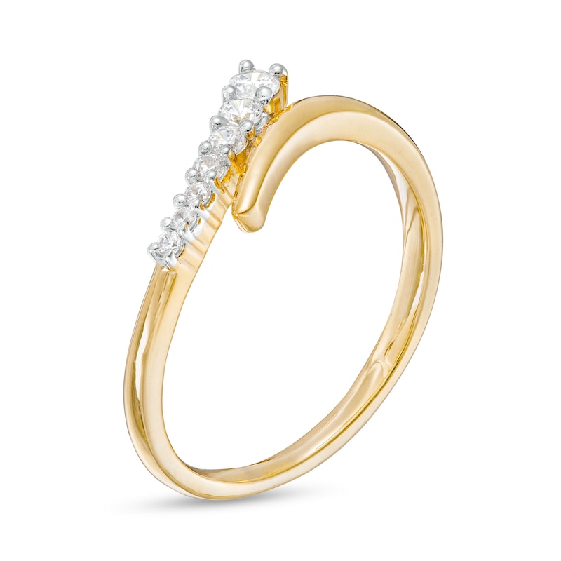 Main Image 3 of 1/6 CT. T.W. Diamond Graduated Bypass Ring in 10K Gold