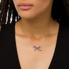 Thumbnail Image 2 of Vera Wang Love Collection Blue Sapphire Bow Necklace in Sterling Silver – 19"