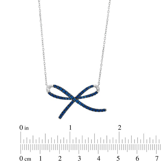 Vera Wang Love Collection Blue Sapphire Bow Necklace in Sterling Silver â 19"