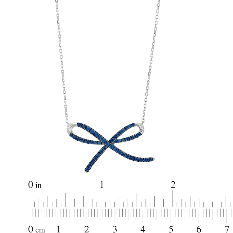 Main Image 4 of Vera Wang Love Collection Blue Sapphire Bow Necklace in Sterling Silver – 19"