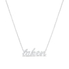Thumbnail Image 1 of 1/4 CT. T.W. Diamond Cursive "taken" Necklace in Sterling Silver – 19"