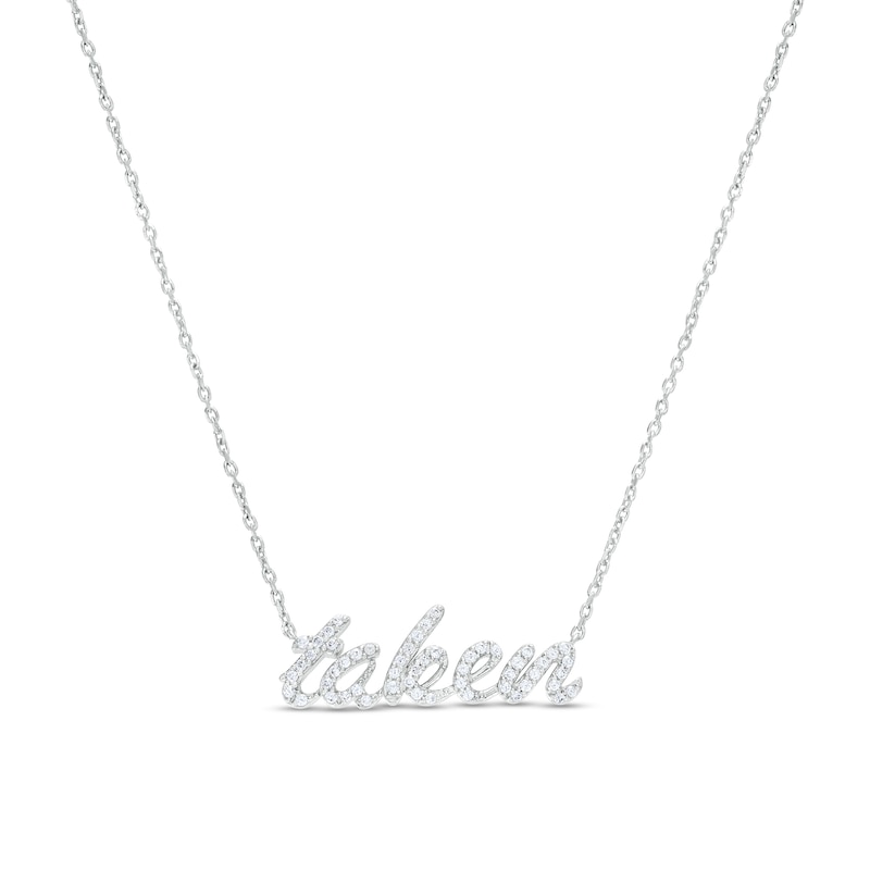Main Image 1 of 1/4 CT. T.W. Diamond Cursive "taken" Necklace in Sterling Silver – 19"