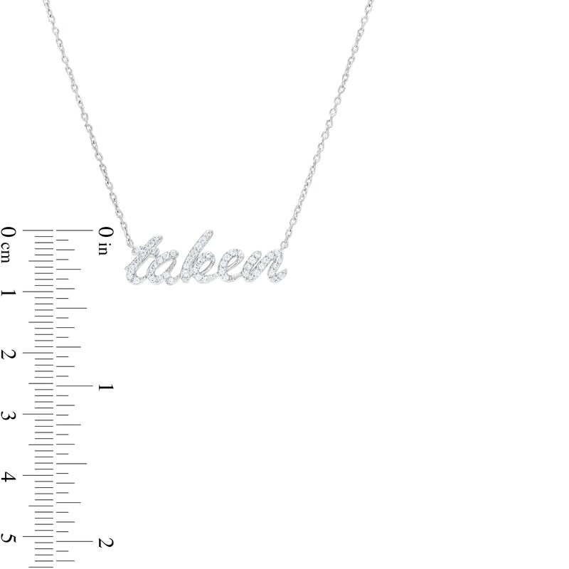 Main Image 3 of 1/4 CT. T.W. Diamond Cursive "taken" Necklace in Sterling Silver – 19"