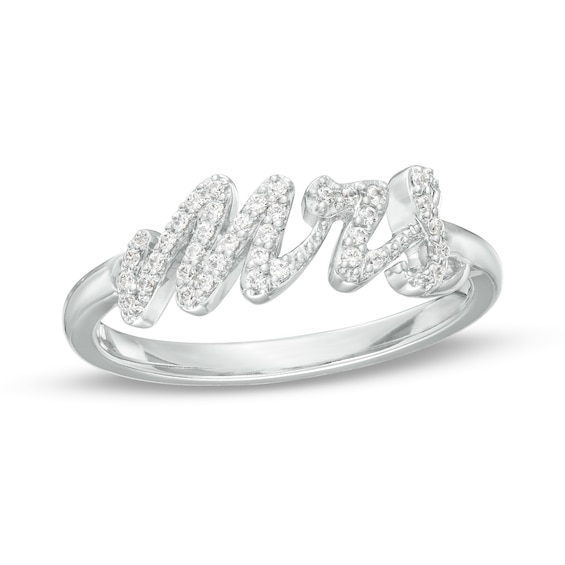 1/6 CT. T.w. Diamond Cursive "Mrs" Ring in Sterling Silver