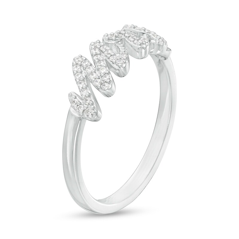 Main Image 3 of 1/6 CT. T.W. Diamond Cursive "Mrs" Ring in Sterling Silver
