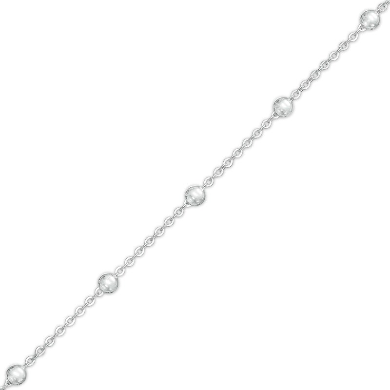 Main Image 1 of Bead Station with Cross Dangle Charm Anklet in 10K White Gold - 10"