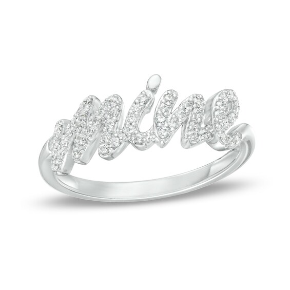 1/4 CT. T.w. Diamond Cursive "mine" Ring in Sterling Silver