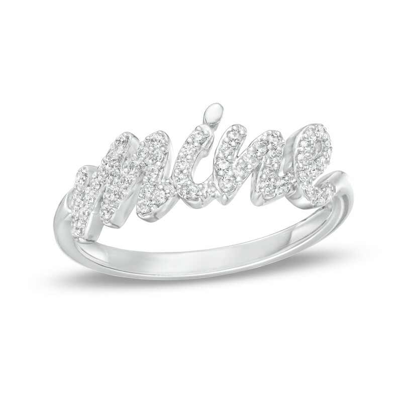 Main Image 1 of 1/4 CT. T.W. Diamond Cursive "mine" Ring in Sterling Silver