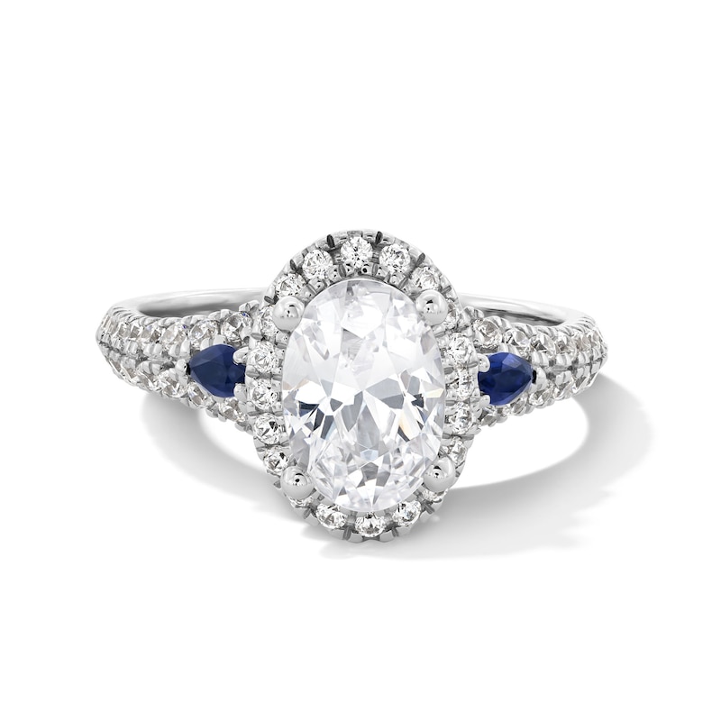 Main Image 1 of Vera Wang Love Collection 2 CT. T.W. Certified Oval Diamond Frame Engagement Ring in 14K White Gold (I/SI2)