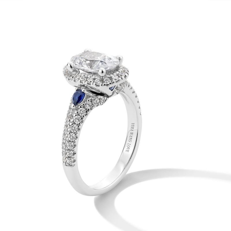 Main Image 3 of Vera Wang Love Collection 2 CT. T.W. Certified Oval Diamond Frame Engagement Ring in 14K White Gold (I/SI2)