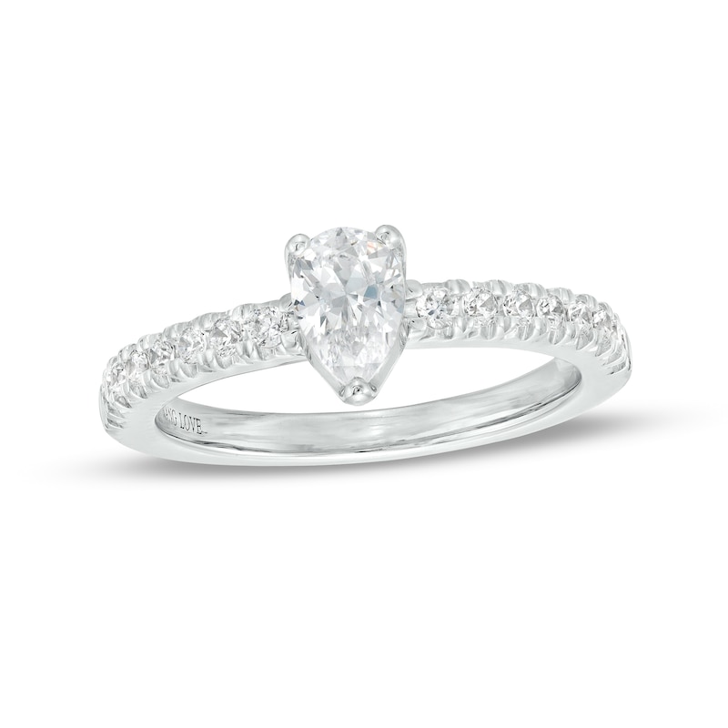 Main Image 1 of Vera Wang Love Collection 3/4 CT. T.W. Pear-Shaped Diamond Engagement Ring in 14K White Gold